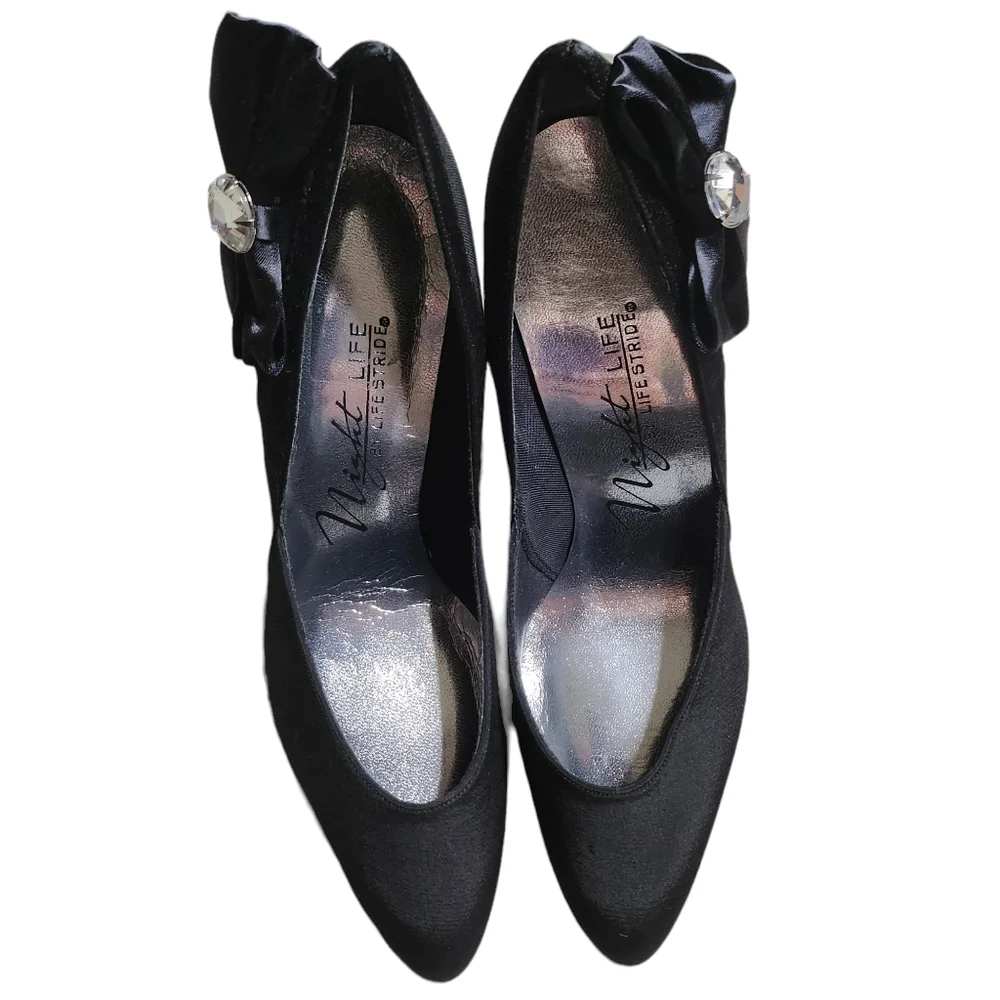 Vintage Life Stride Night Life Formal Provocative Black Fabric High Heels 9B